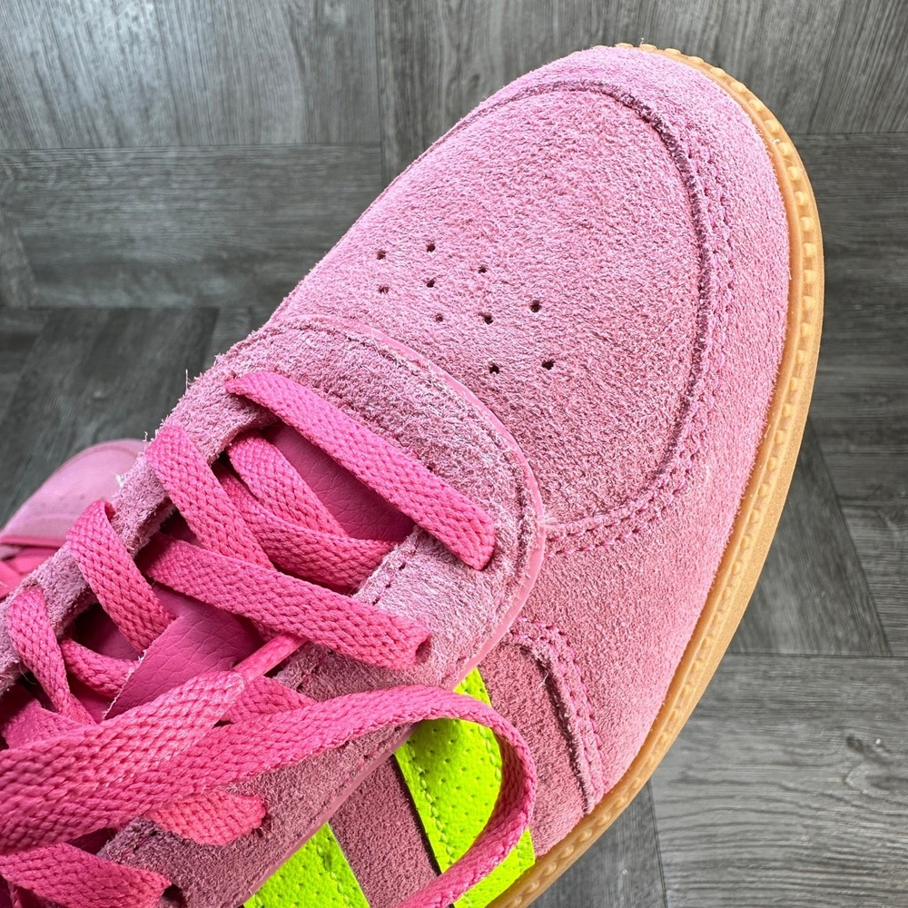 Adidas VL Court 3.0 Women 6 Pink Suede Lime Green Gum Sole NEW JH6899 - Picture 9 of 9